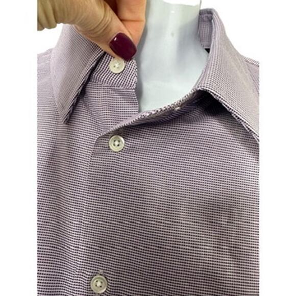 Emporio Armani New York Purple Long Sleeve Button Up Shirt Men's 43 17 - Picture 4 of 8